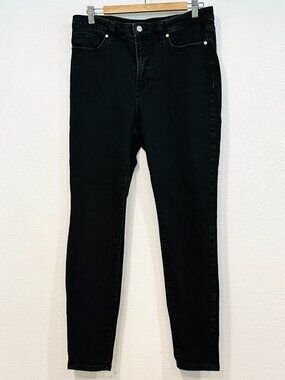 Anne Klein High Rise Skinny Ankle Jeans Black Stretch W32xL28.5 Womens Size 12